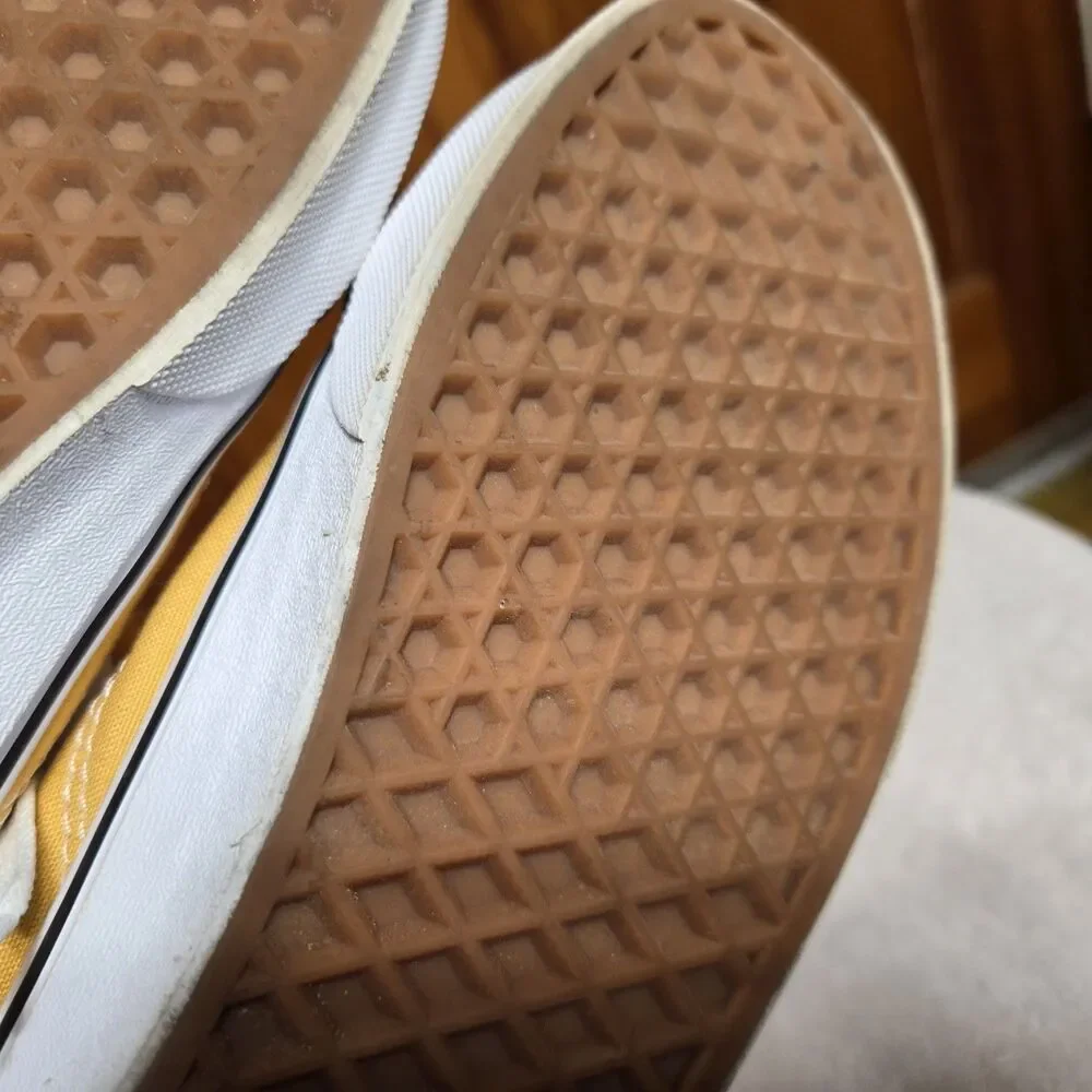 Vans Old Skool Mustard Yellow White Sneakers Men 7.5 Women 9 Shoes Suede Wear